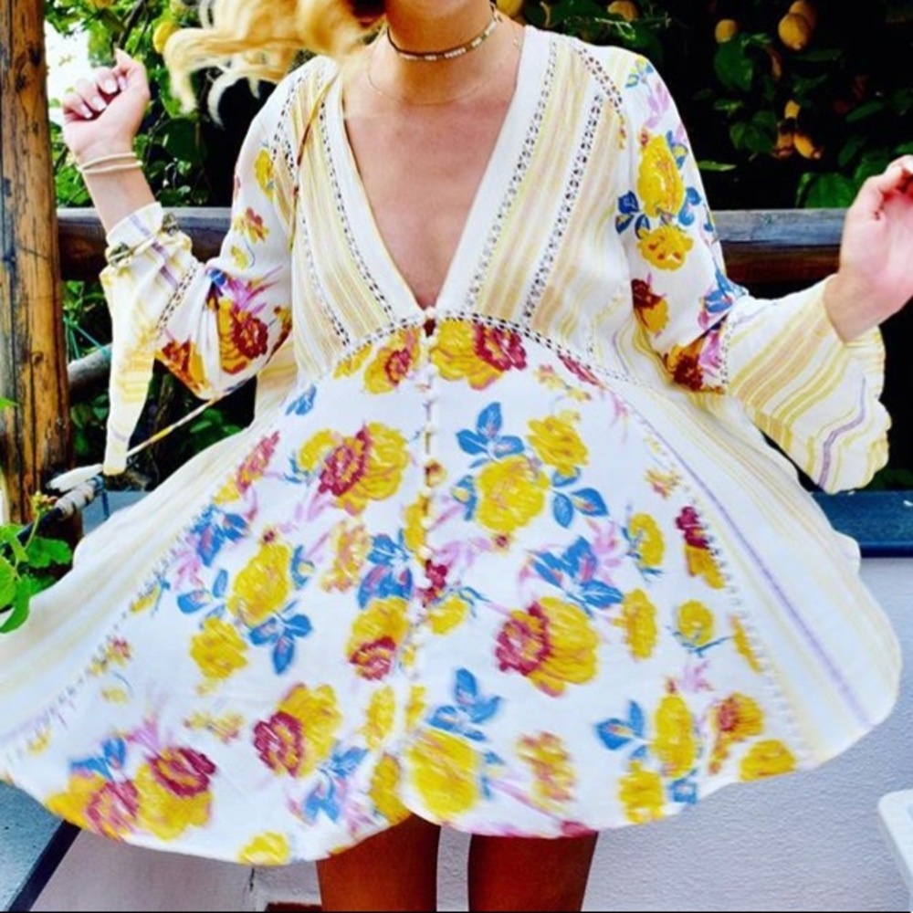 free people yellow flower tunic